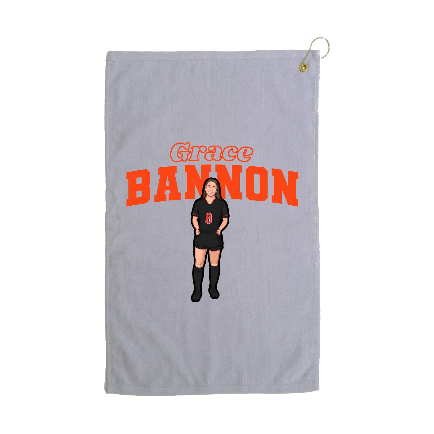 Golf Towel — Name Arch in Grey