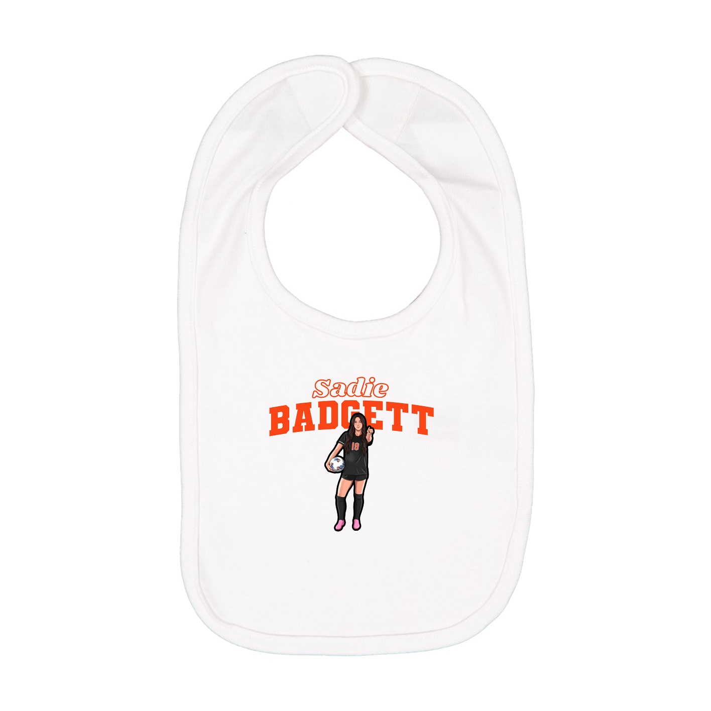 Infant Bib — Name Arch in White