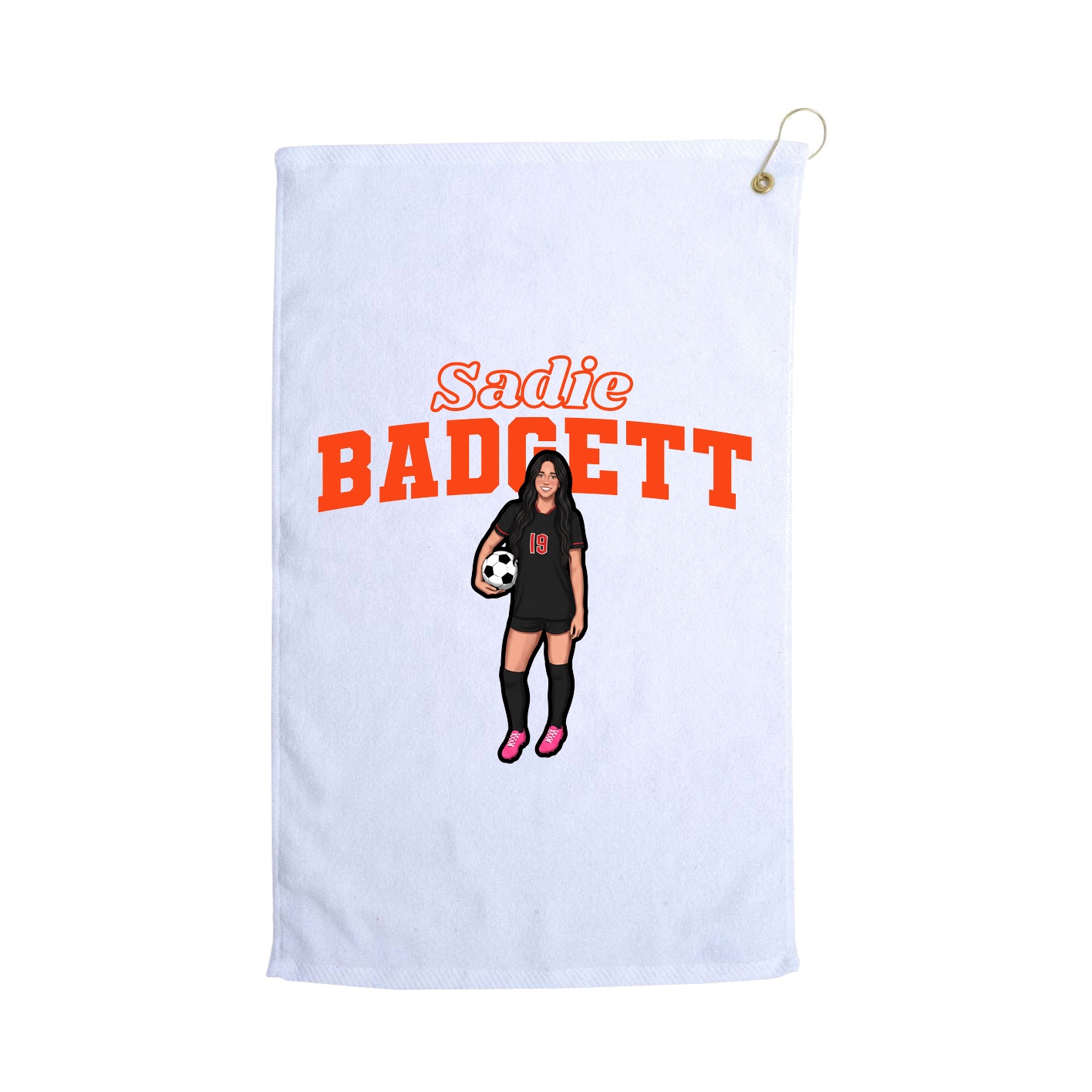 Golf Towel — Name Arch in White