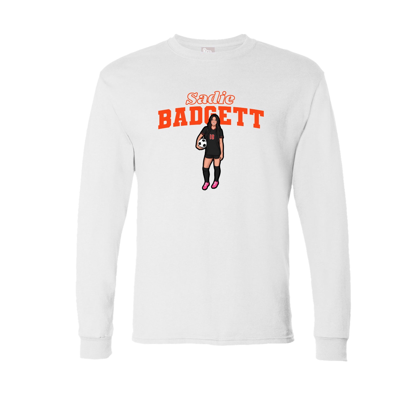 Long Sleeve Tee — Name Arch in White