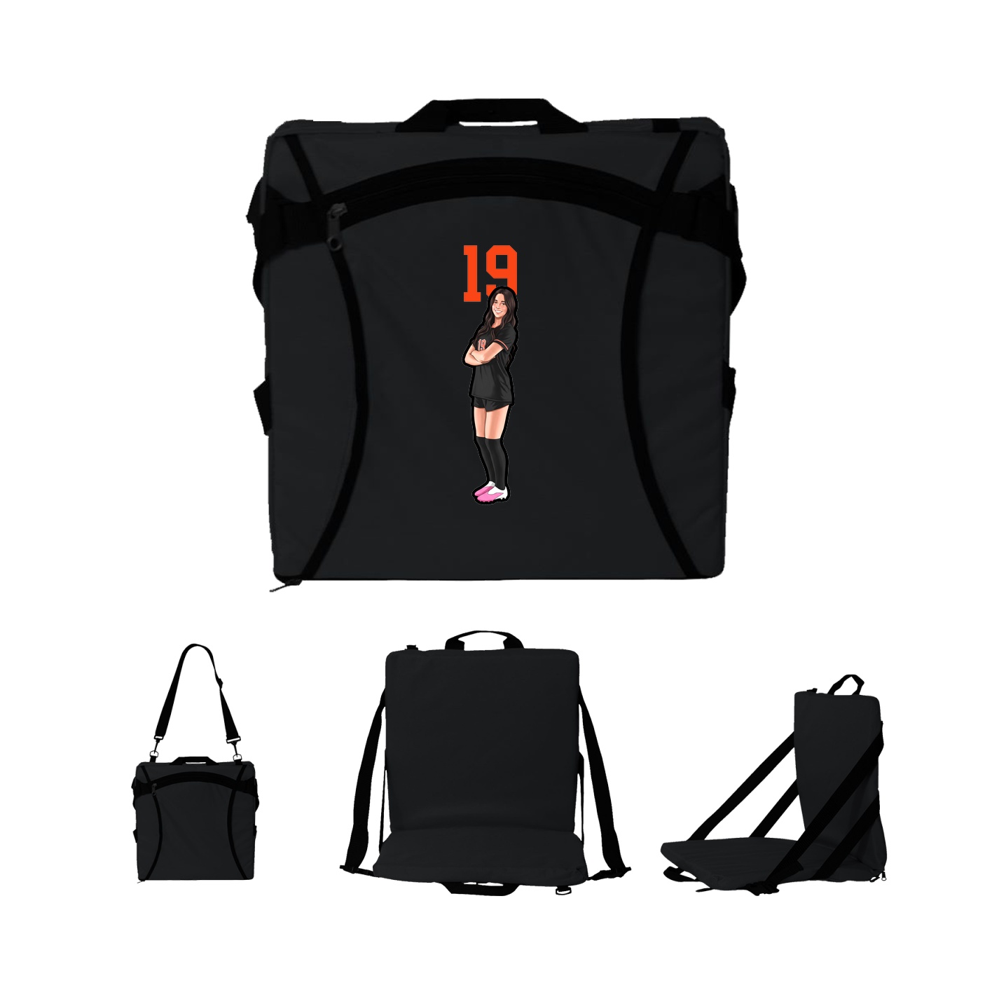 Folding Stadium Seat — Number Top in Black
