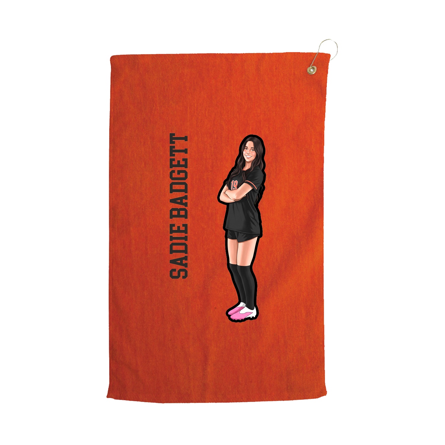 Golf Towel — Name Vertical in Orange
