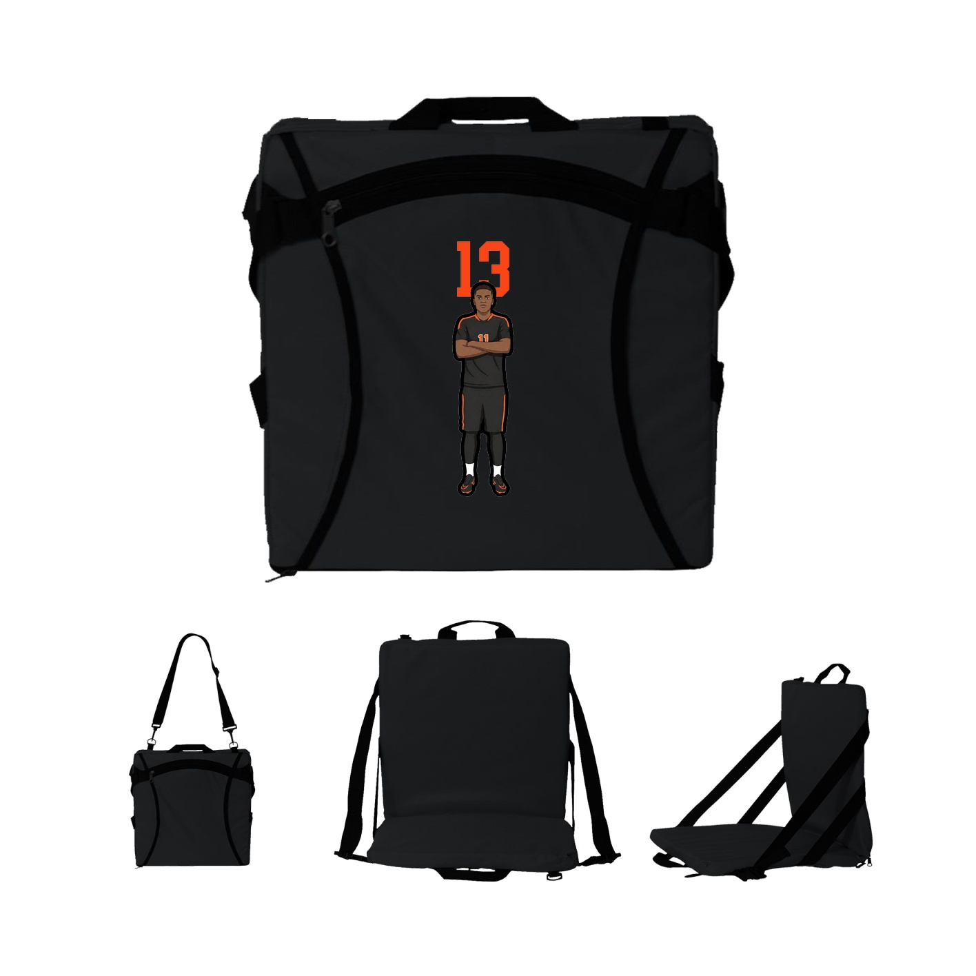 Folding Stadium Seat — Number Top in Black