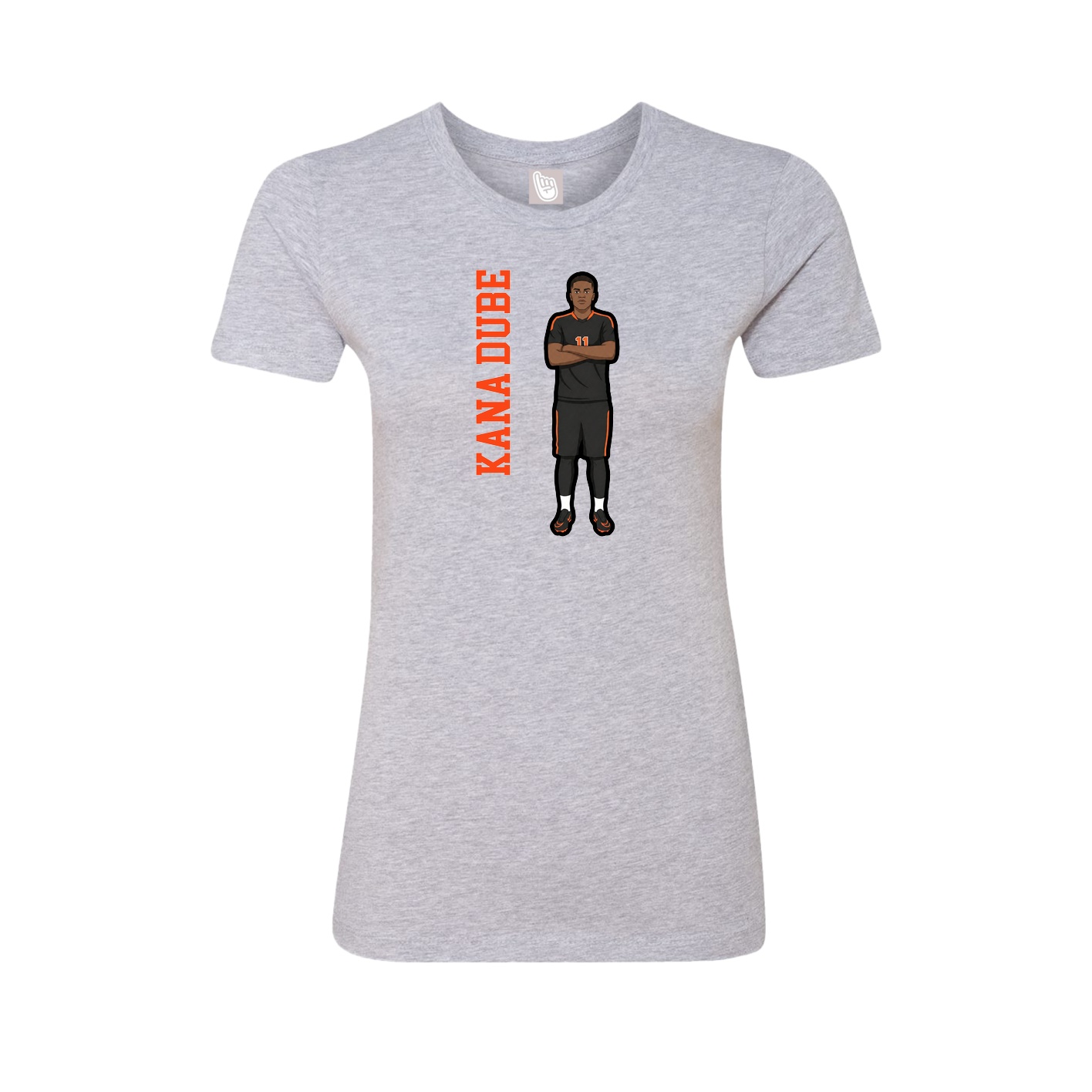 Fitted Women's Tee — Name Vertical in Grey