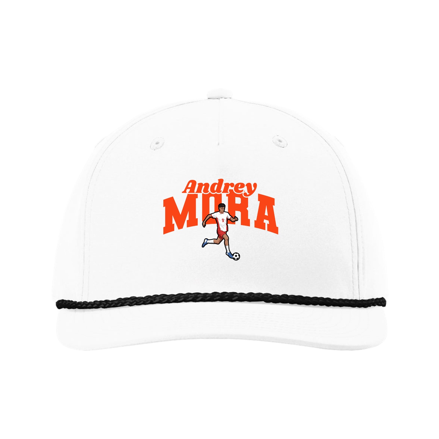 Five-Panel Classic Rope Cap — Signature Arch in White