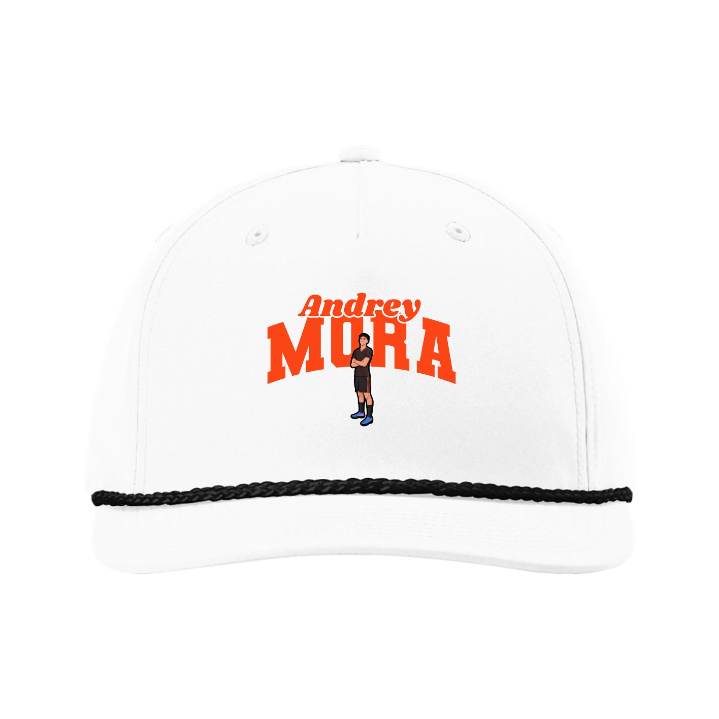 Five-Panel Classic Rope Cap — Signature Arch in White