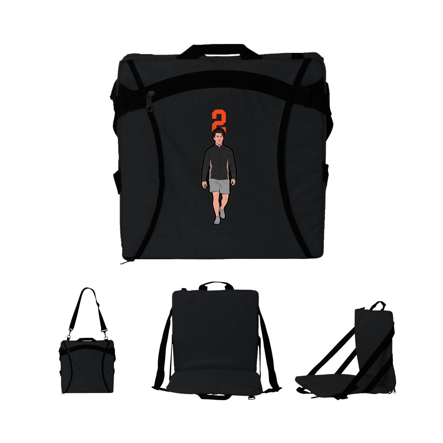 Folding Stadium Seat — Number Top in Black