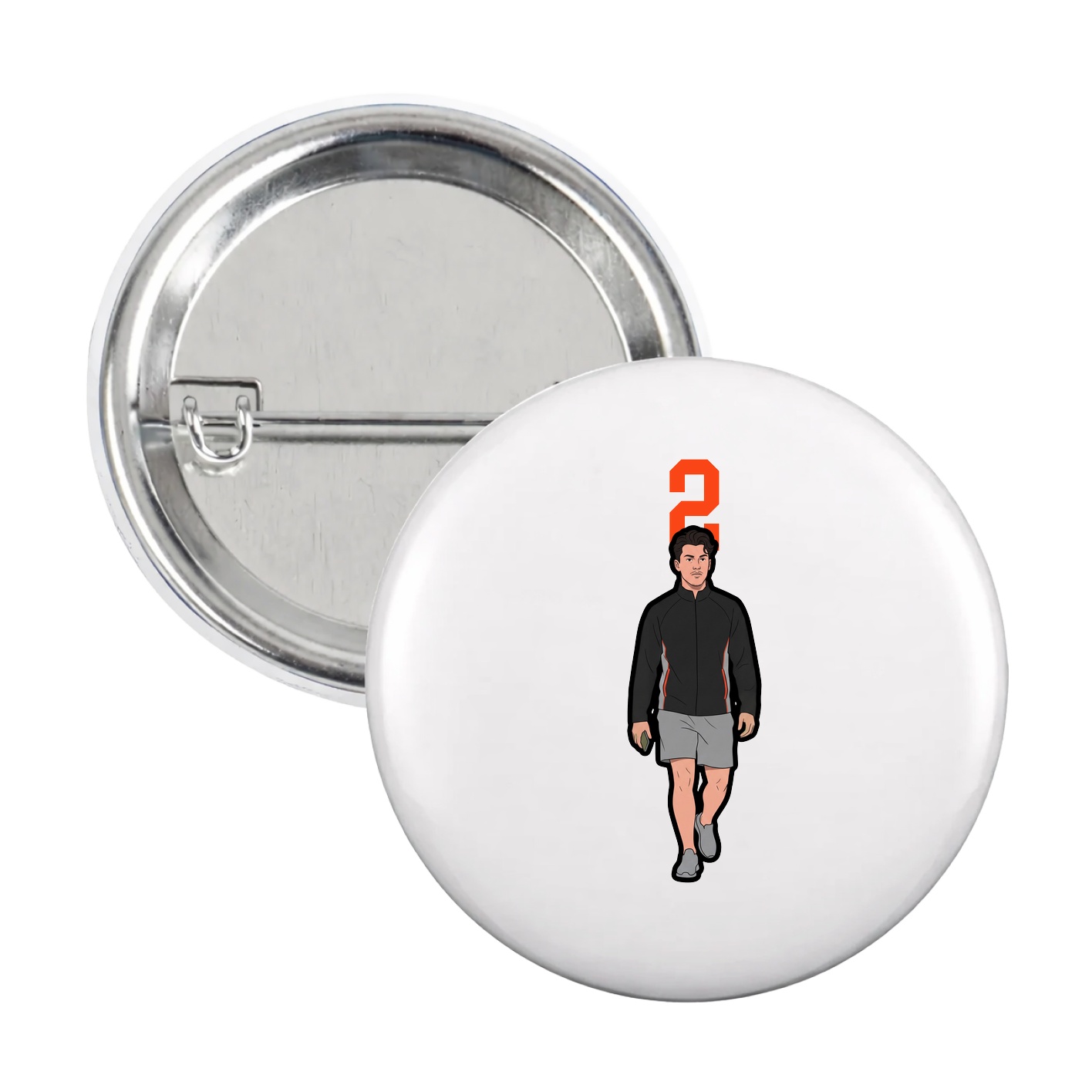 Game Day Button — Number Top in White