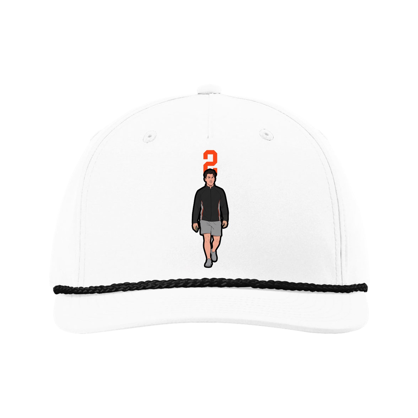 Five-Panel Classic Rope Cap — Number Top in White