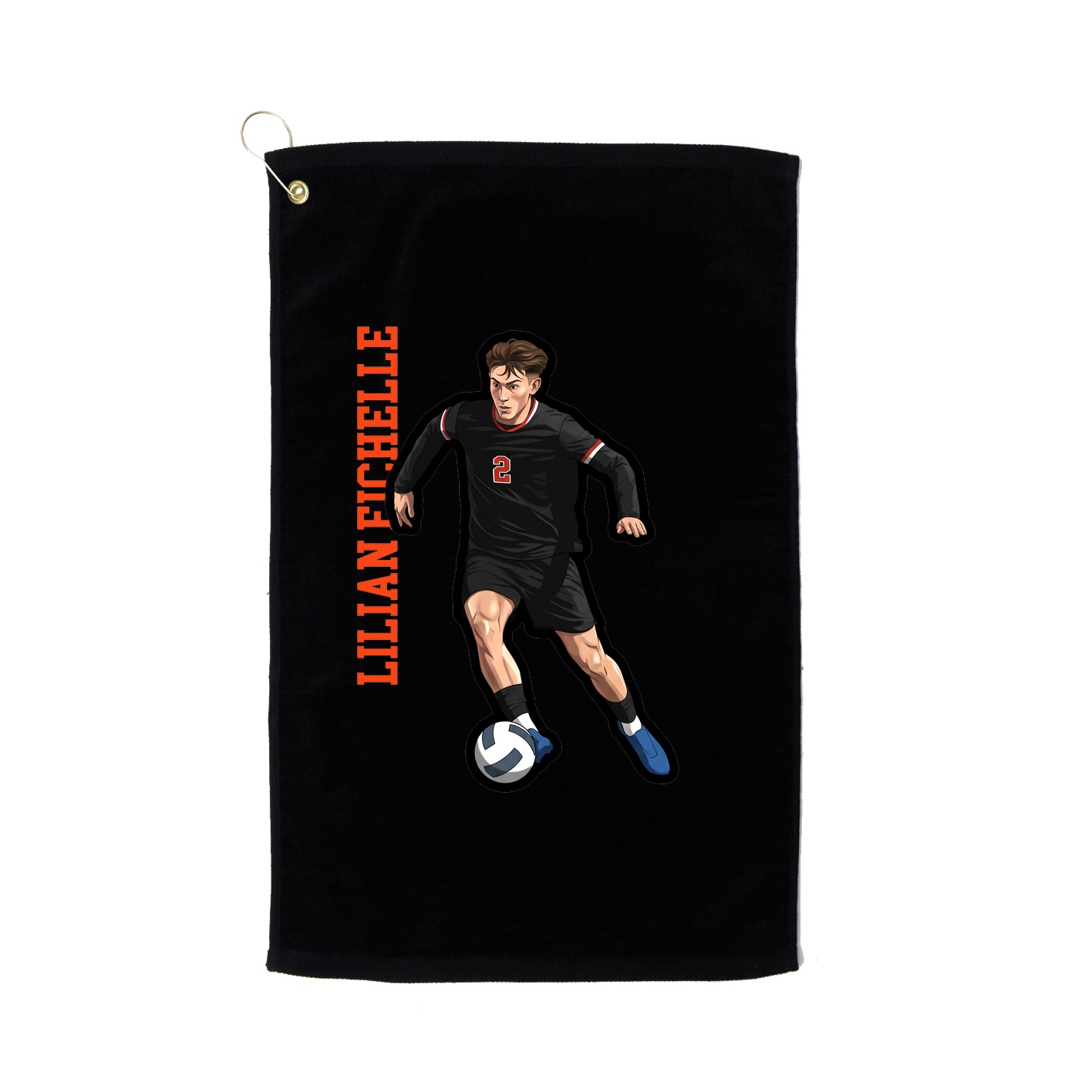 Golf Towel — Name Vertical in Black