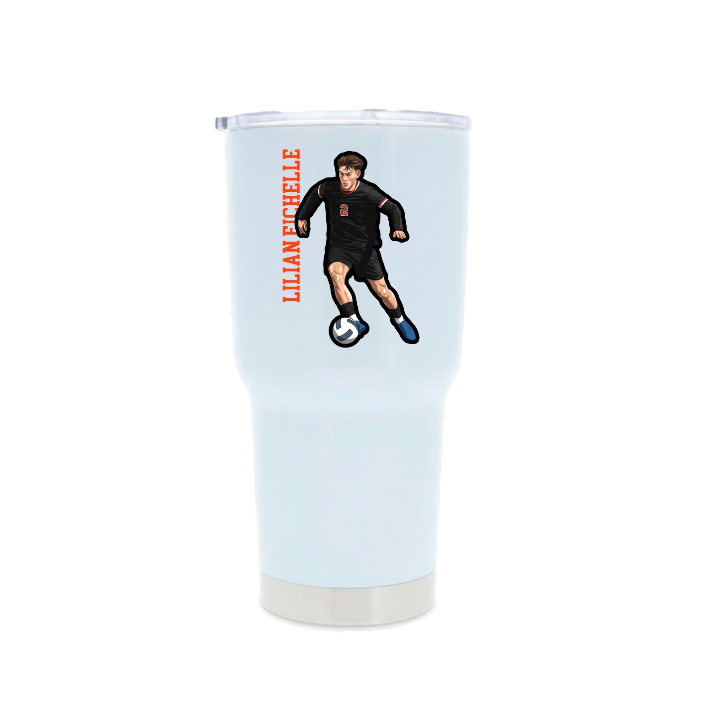 30oz Stainless Steel Tumbler — Name Vertical in White
