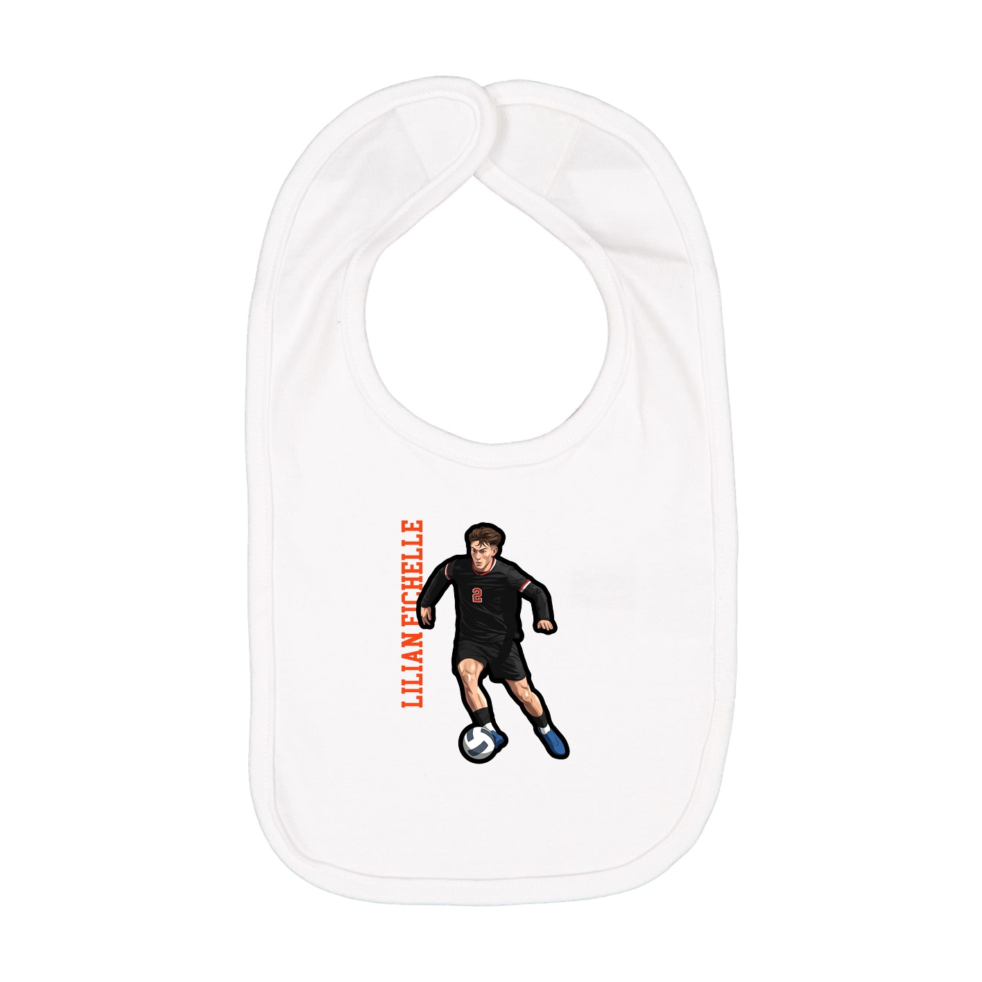 Infant Bib — Name Vertical in White