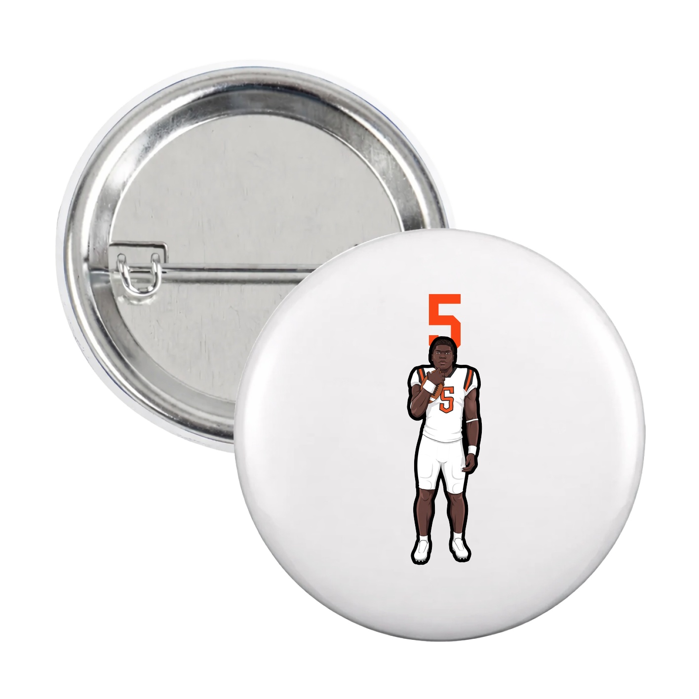 Game Day Button — Number Top in White
