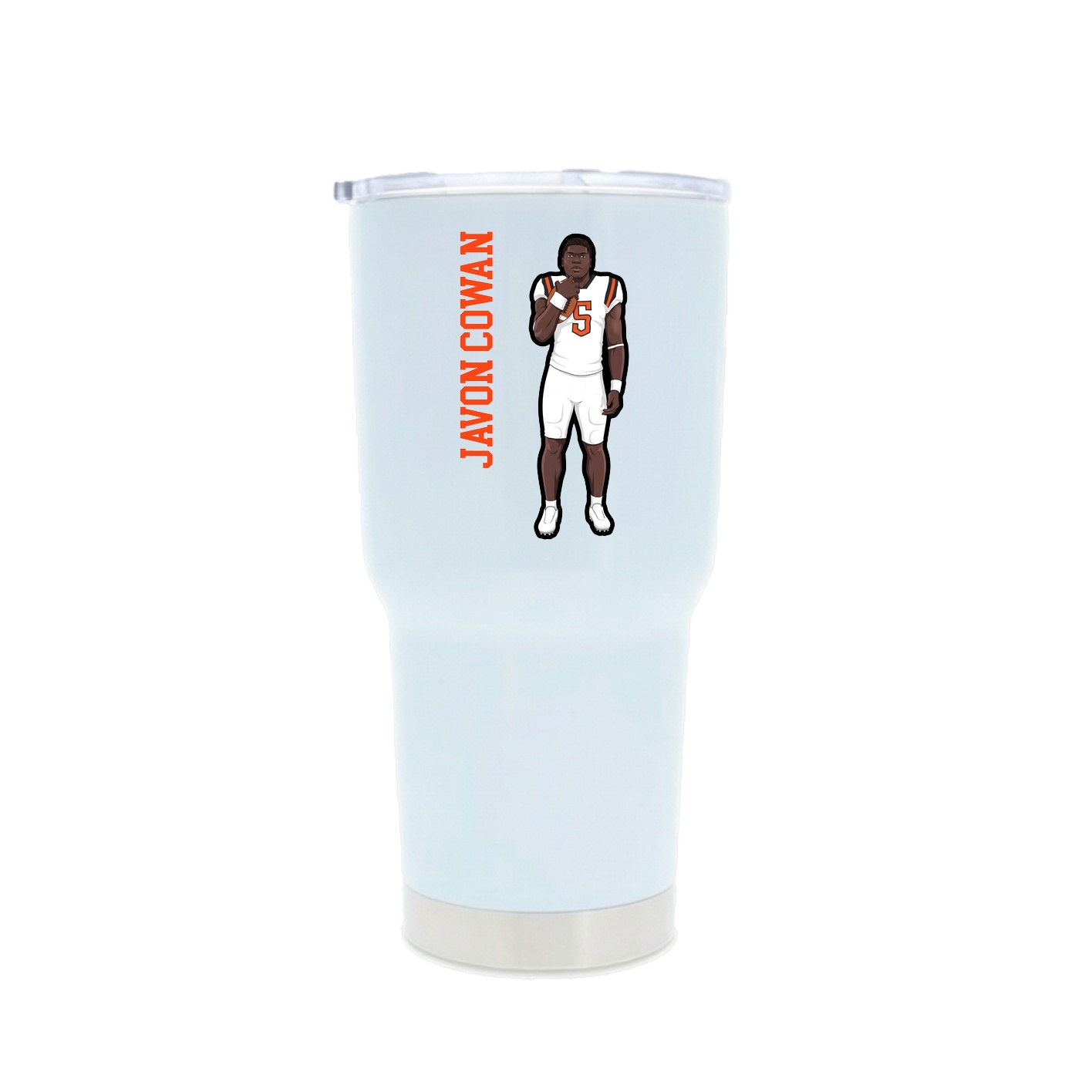 30oz Stainless Steel Tumbler — Name Vertical in White