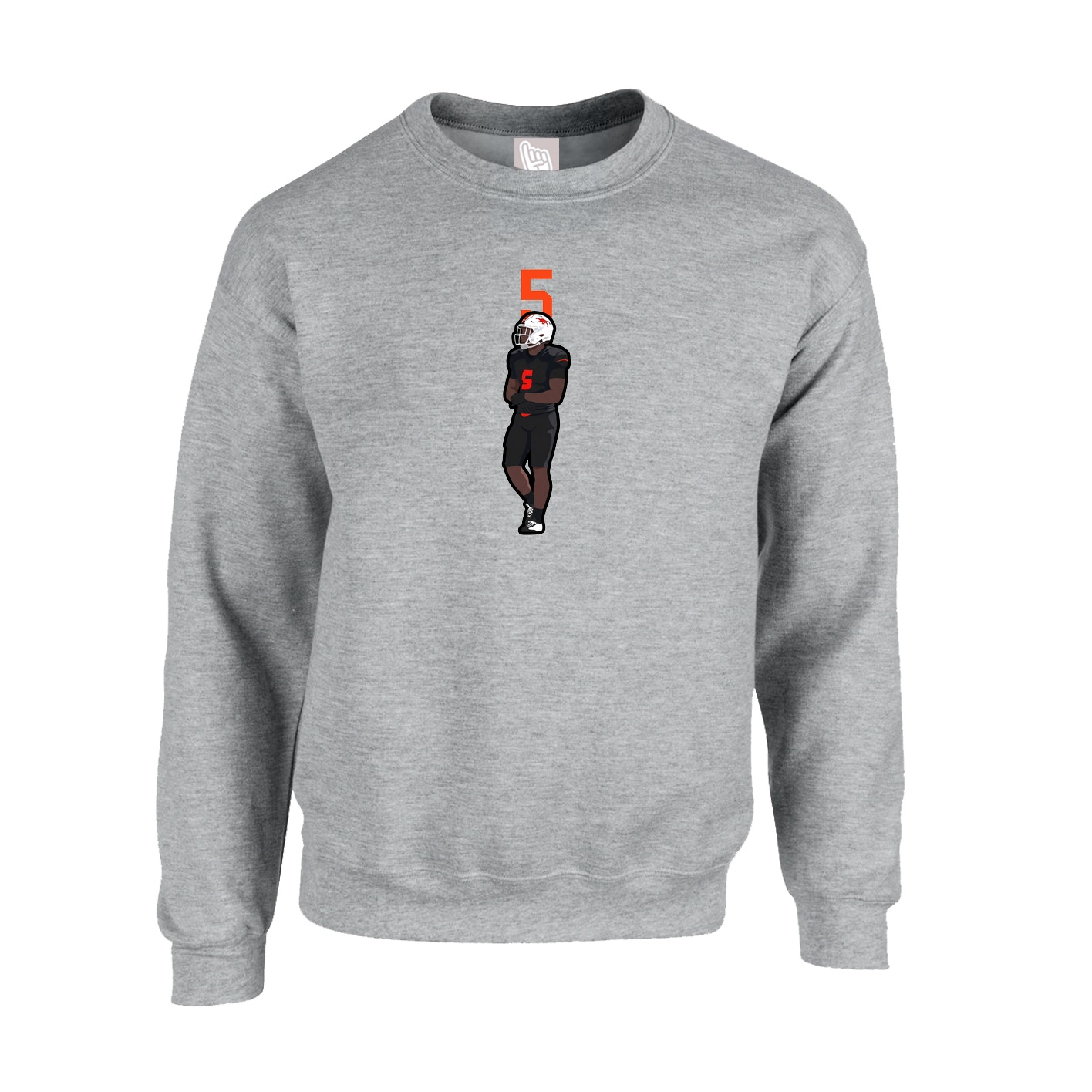 Fleece Crew — Number Top in Grey
