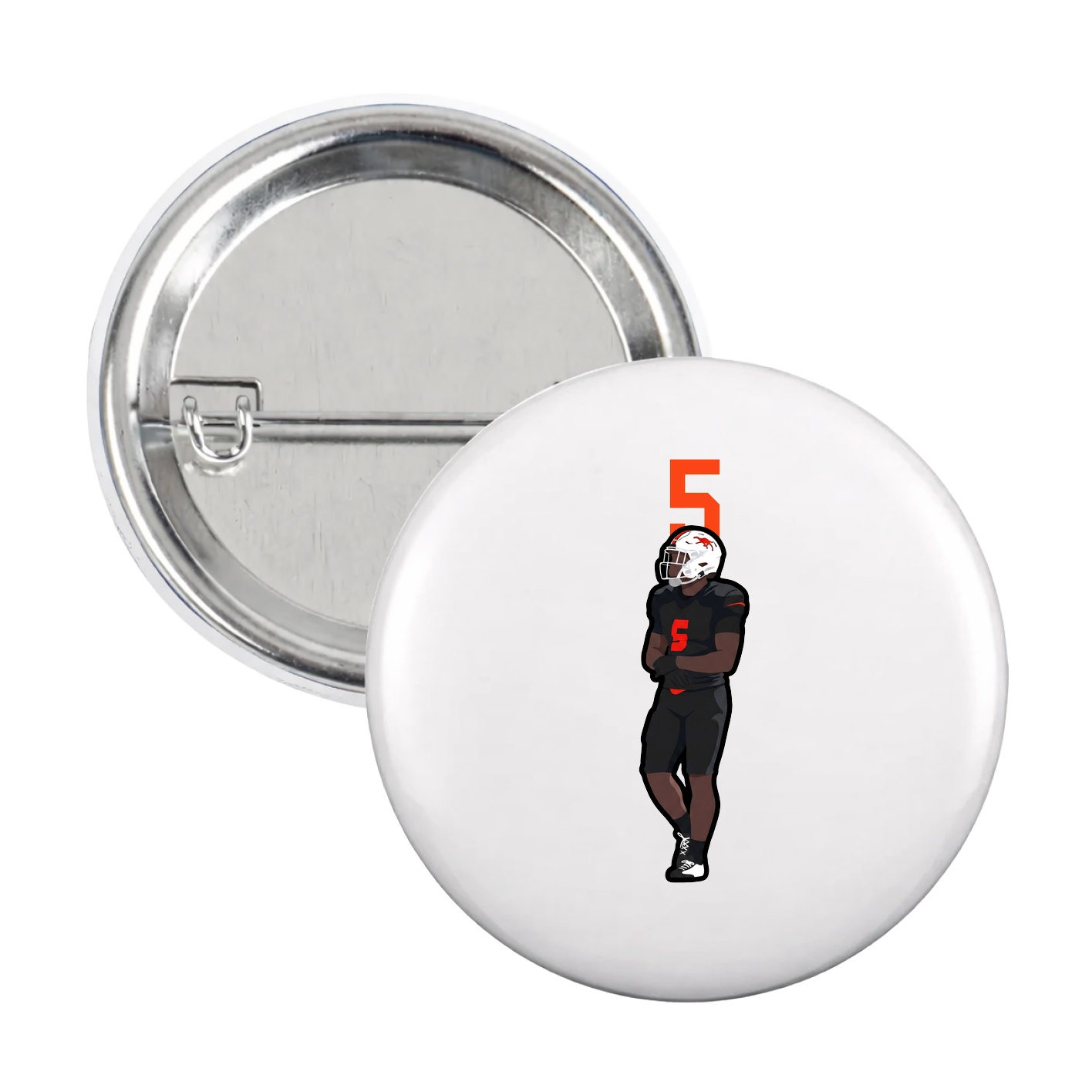 Game Day Button — Number Top in White