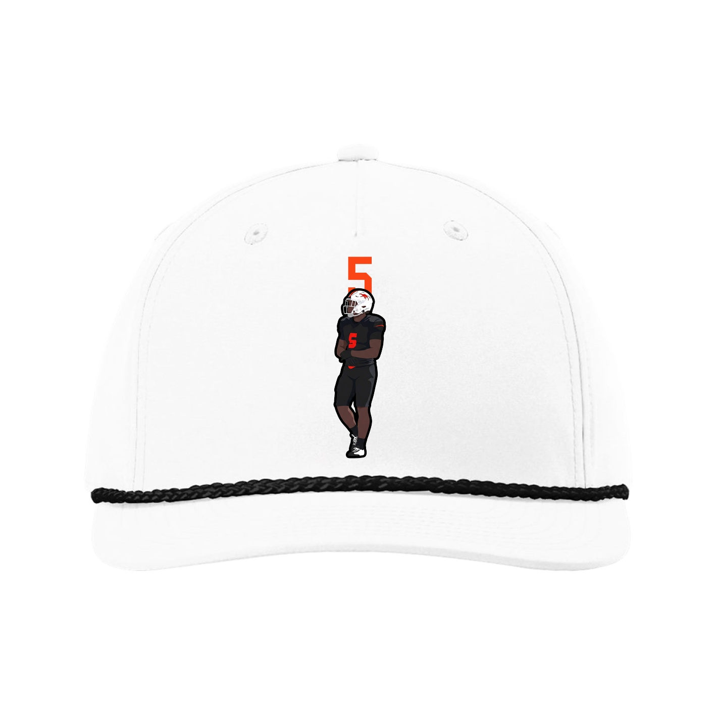 Five-Panel Classic Rope Cap — Number Top in White
