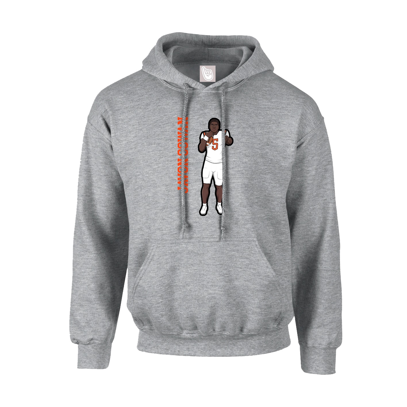Hoodie — Name Vertical in Grey