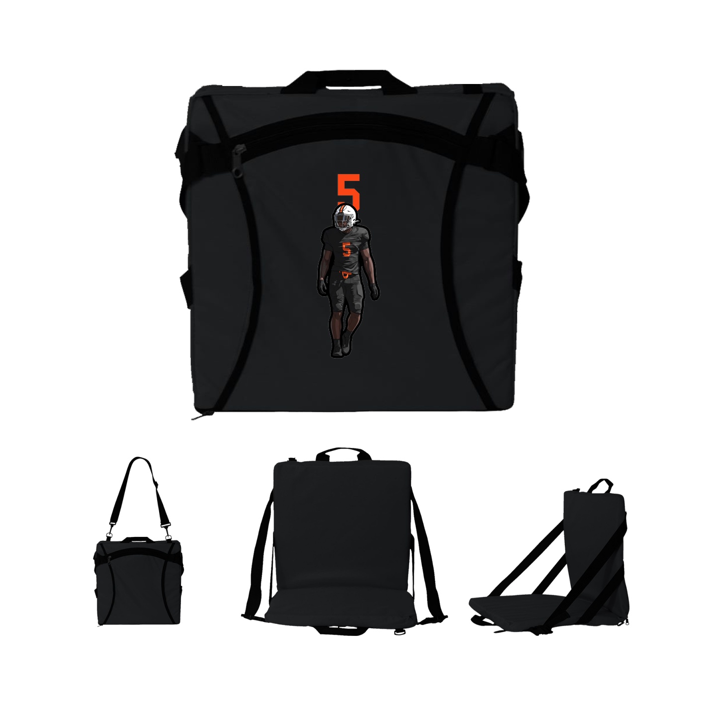 Folding Stadium Seat — Number Top in Black
