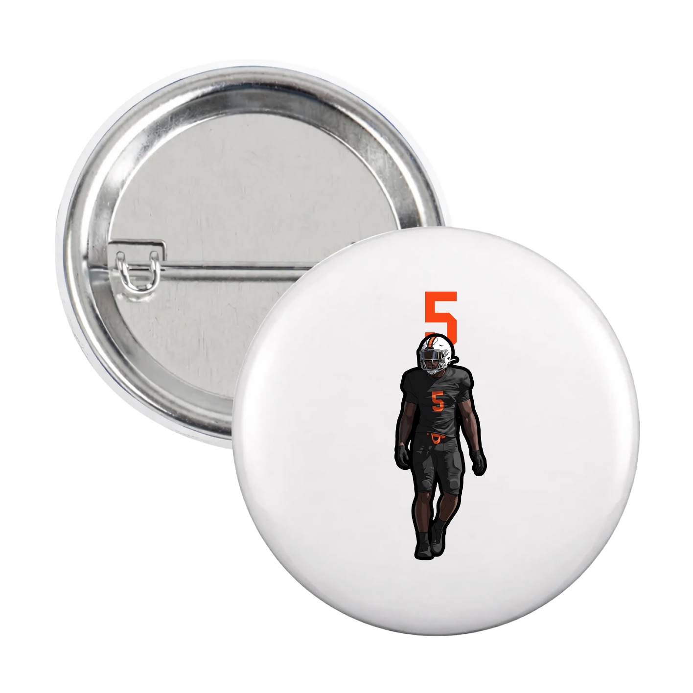 Game Day Button — Number Top in White