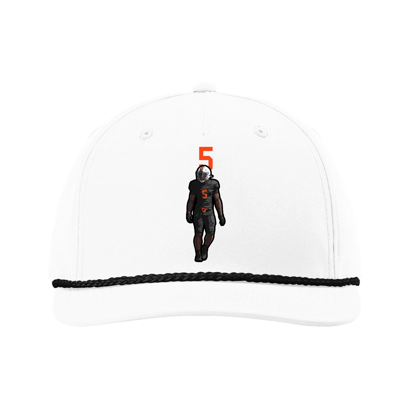 Five-Panel Classic Rope Cap — Number Top in White