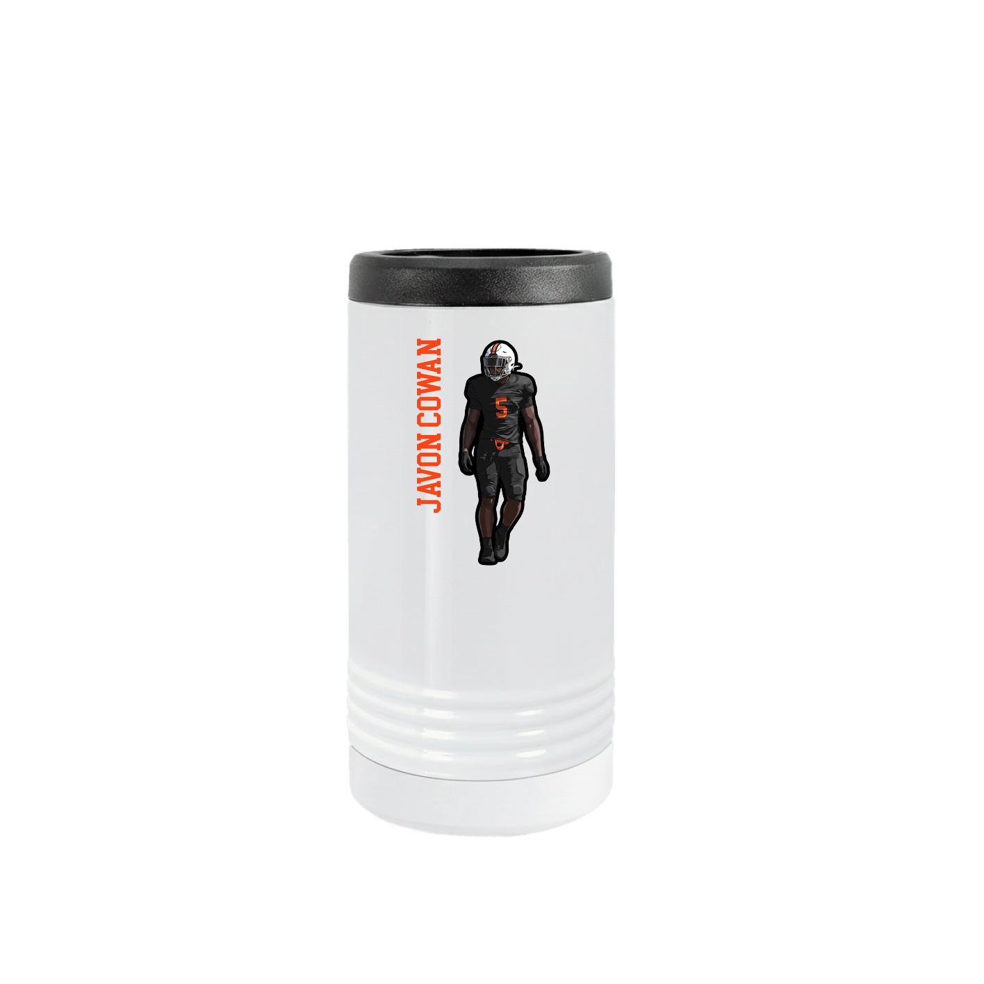 Slim Beverage Holder — Name Vertical in White