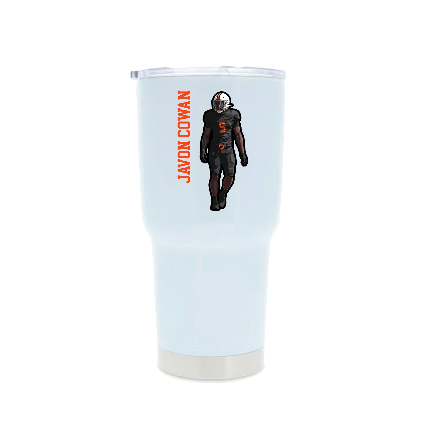 30oz Stainless Steel Tumbler — Name Vertical in White