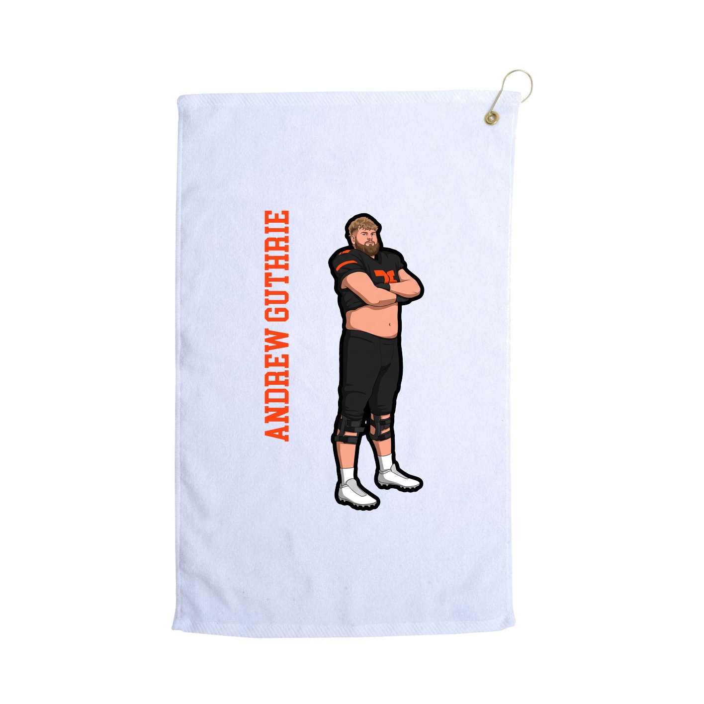 Golf Towel — Name Vertical in White