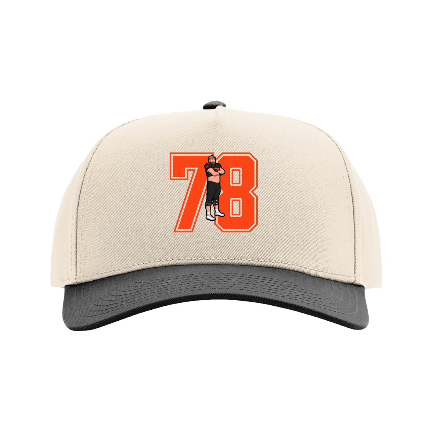 Full Fabric Five-Panel Champ Cap — Number in Cream/Black