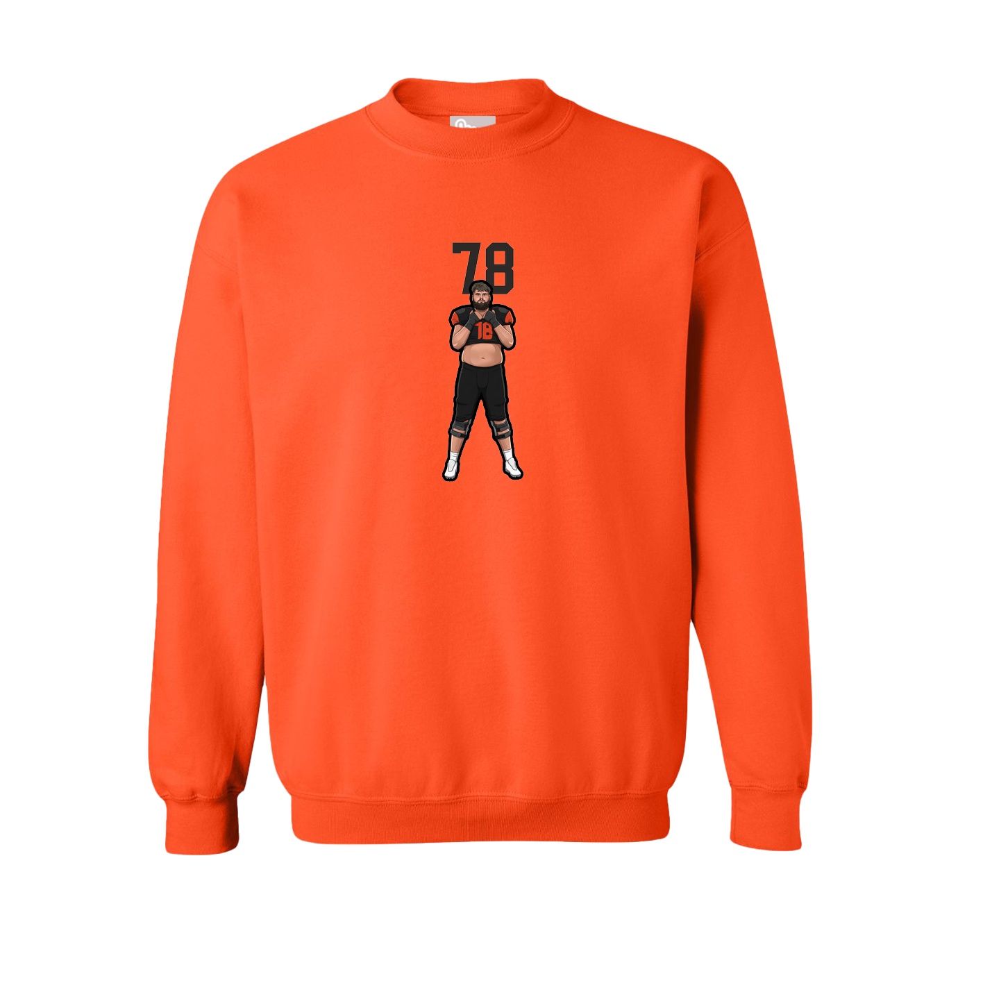Fleece Crew — Number Top in Orange