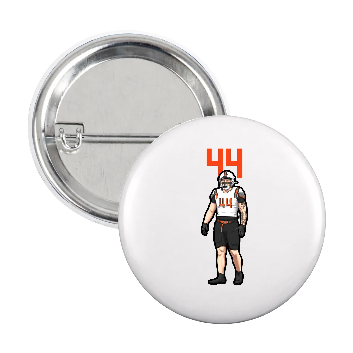 Game Day Button — Number Top in White