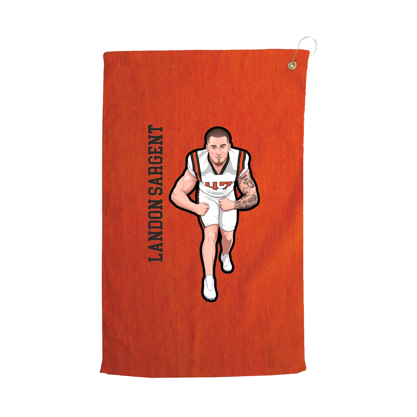 Golf Towel — Name Vertical in Orange