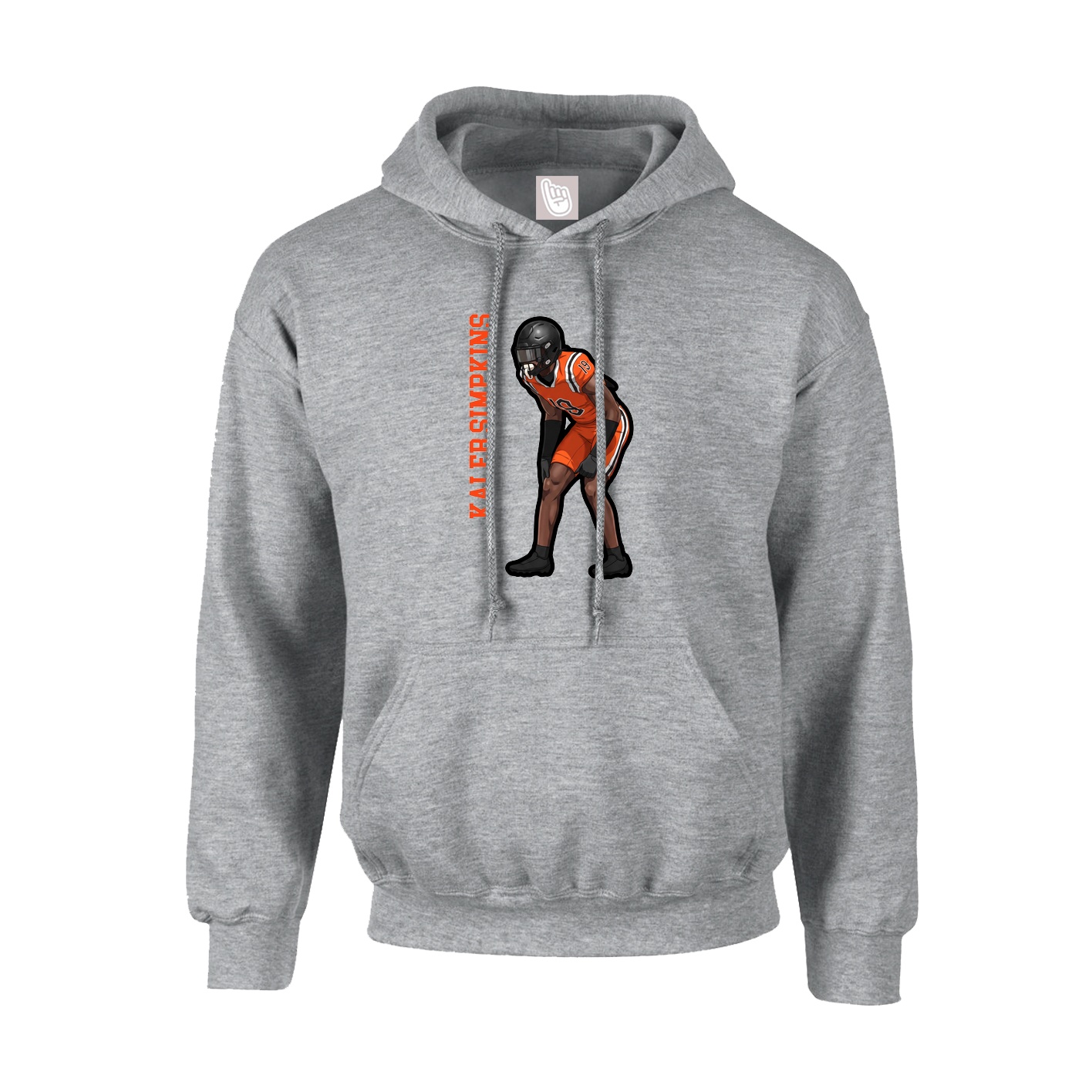 Youth Hoodie — Name Vertical in Grey