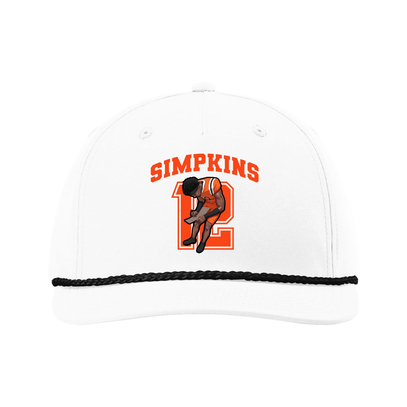Five-Panel Classic Rope Cap — Number in White