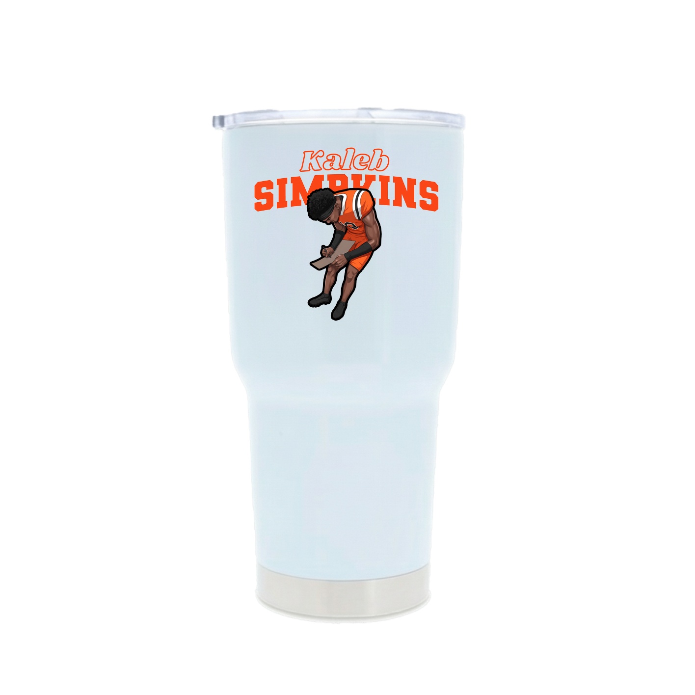 30oz Stainless Steel Tumbler — Name Arch in White