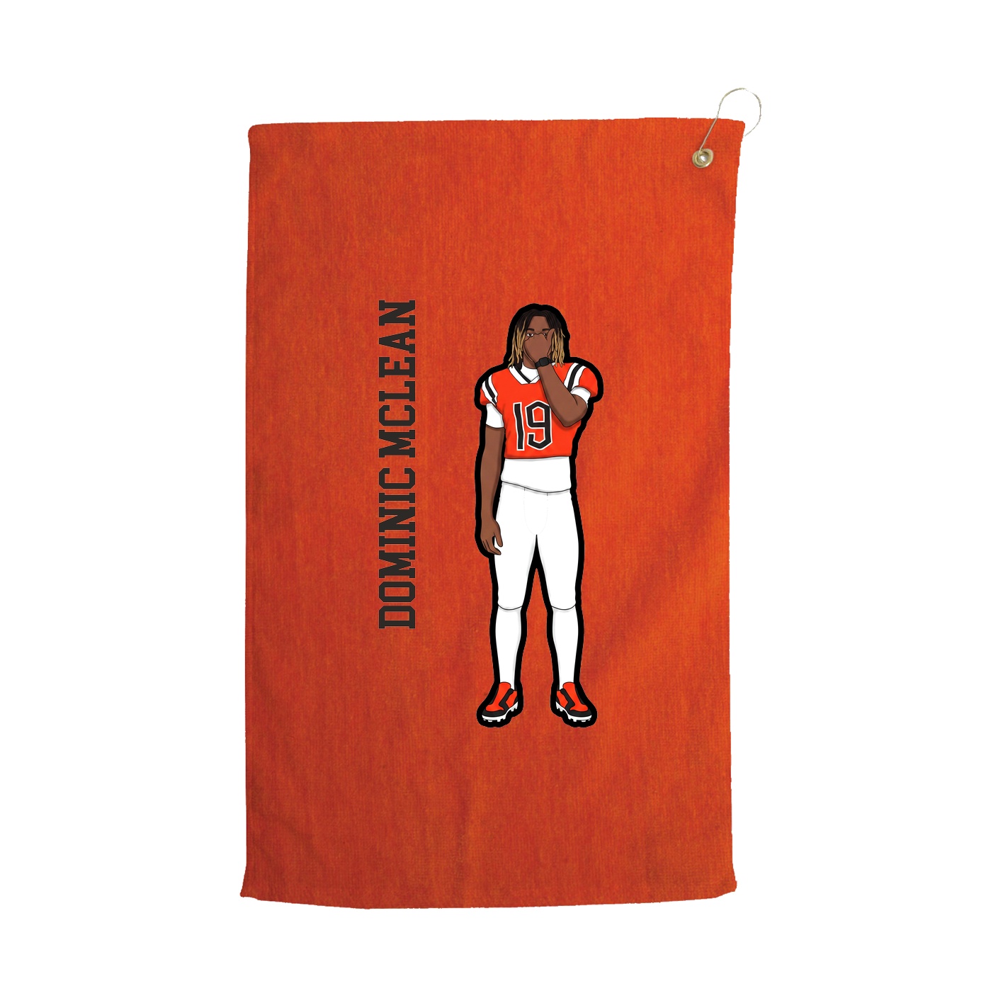 Golf Towel — Name Vertical in Orange