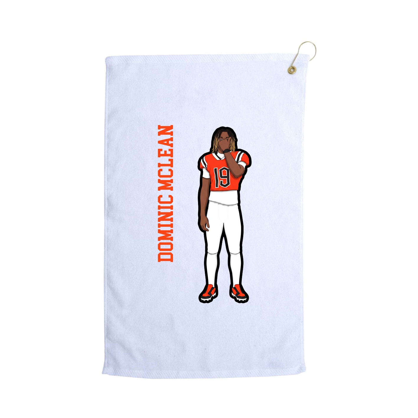 Golf Towel — Name Vertical in White