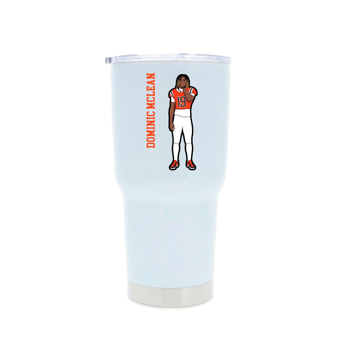 30oz Stainless Steel Tumbler — Name Vertical in White