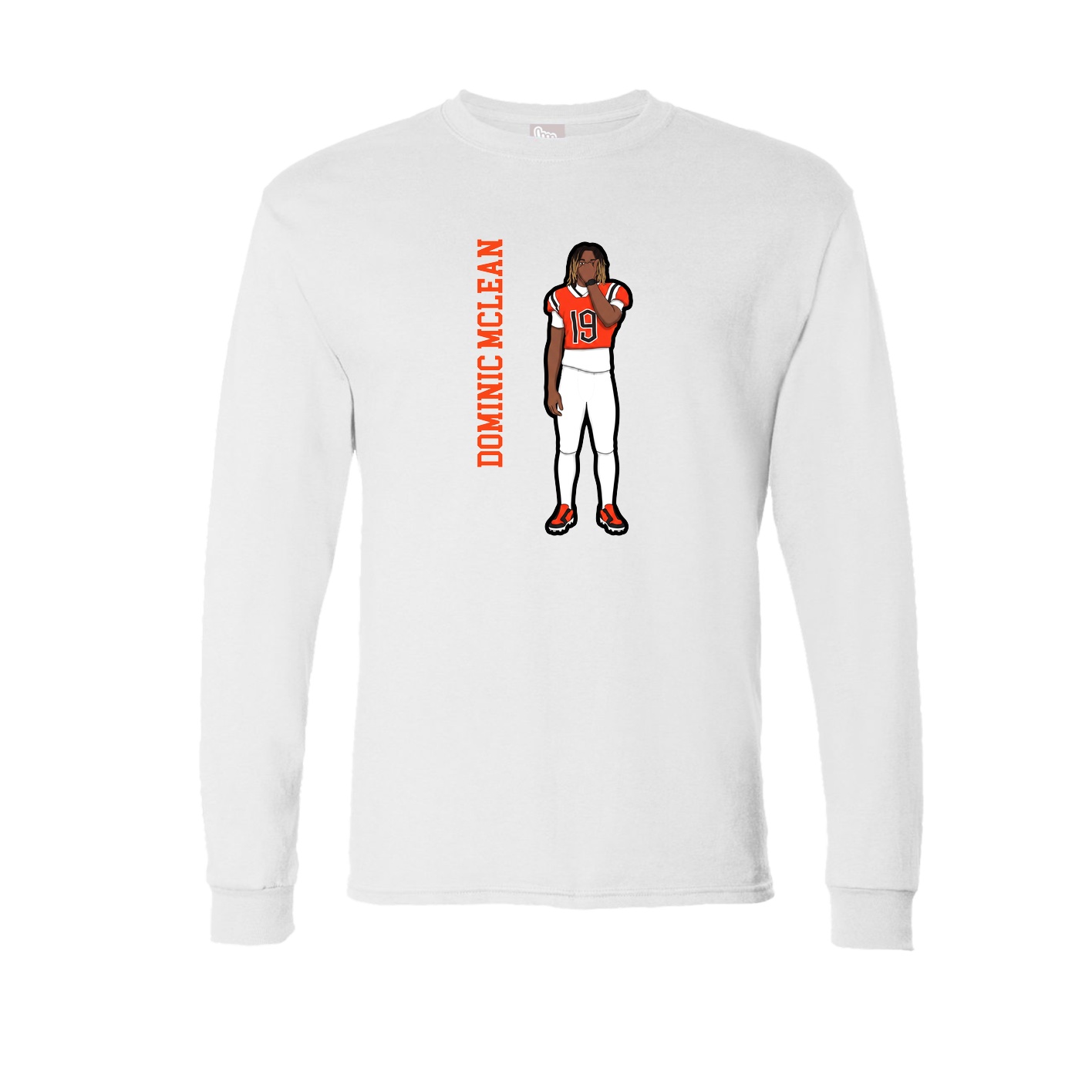 Long Sleeve Tee — Name Vertical in White
