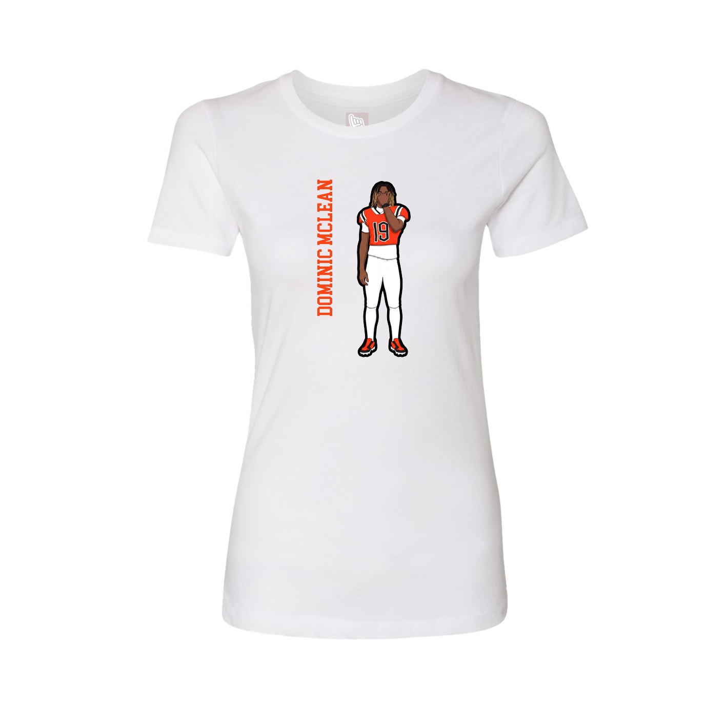 Womens Tee — Name Vertical in White