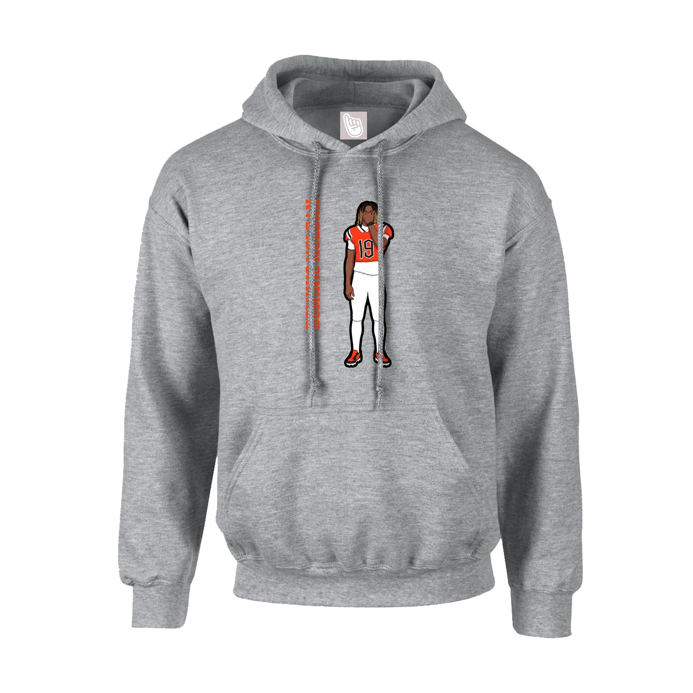 Youth Hoodie — Name Vertical in Grey