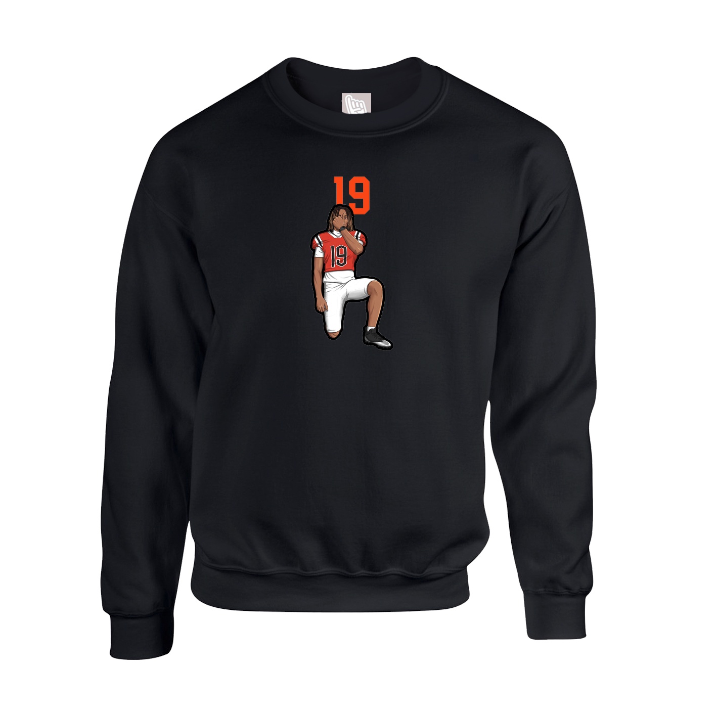 Fleece Crew — Number Top in Black