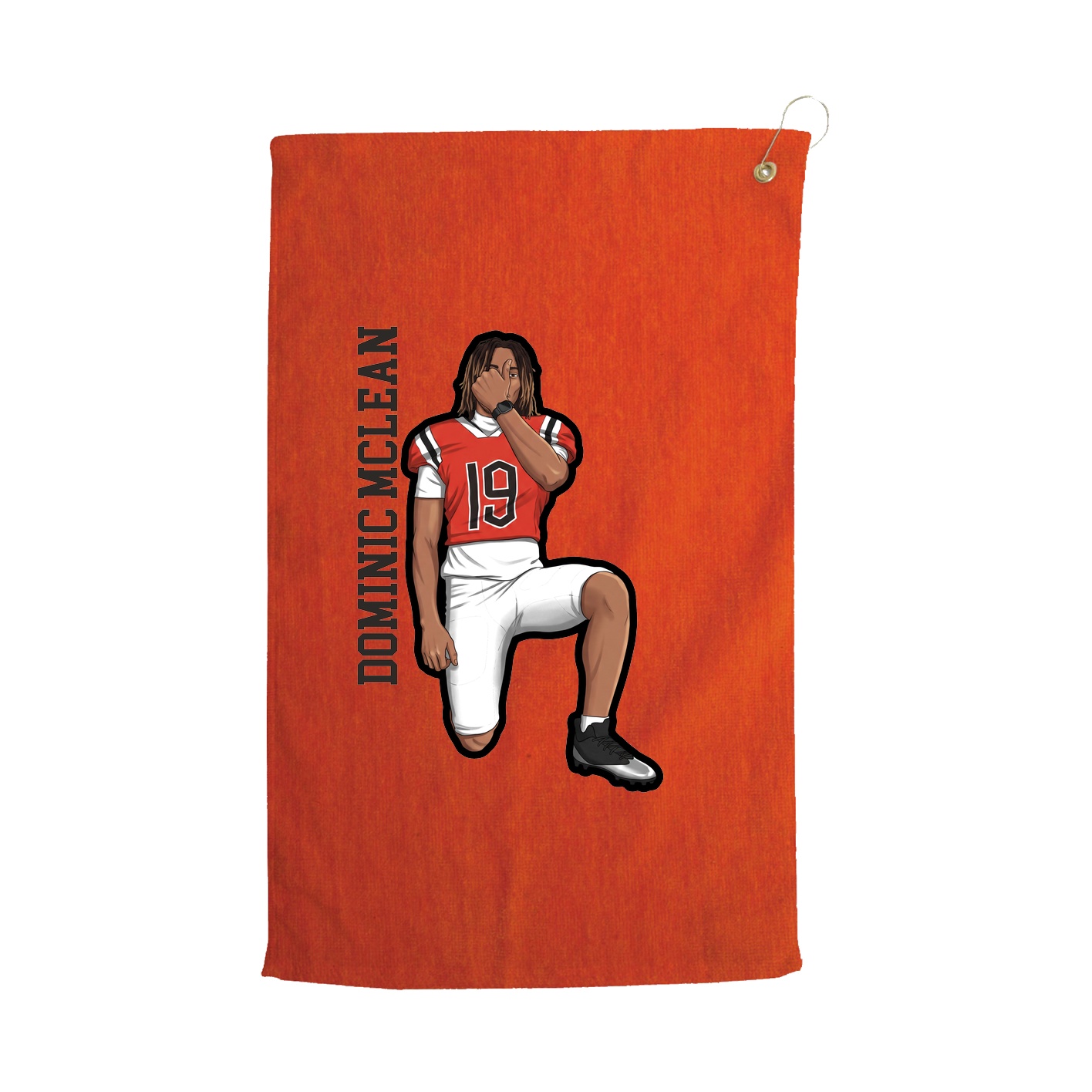 Golf Towel — Name Vertical in Orange