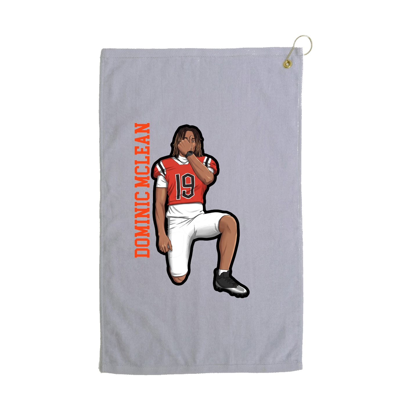 Golf Towel — Name Vertical in Grey