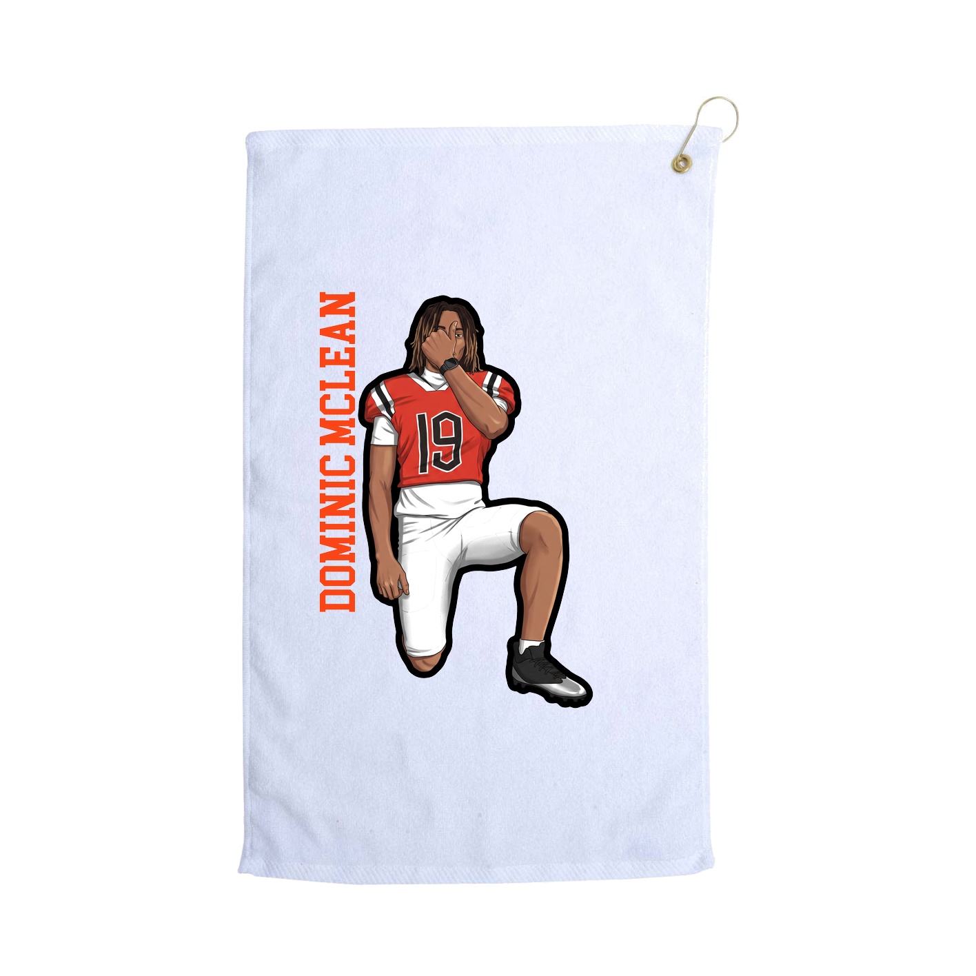 Golf Towel — Name Vertical in White