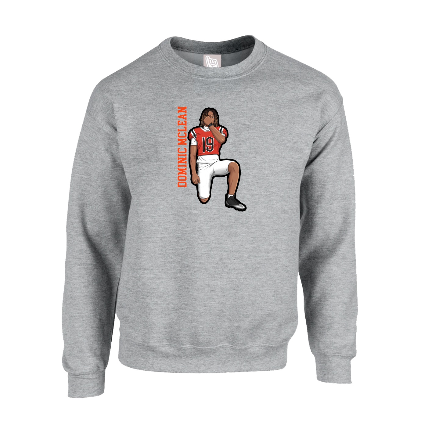 Fleece Crew — Name Vertical in Grey