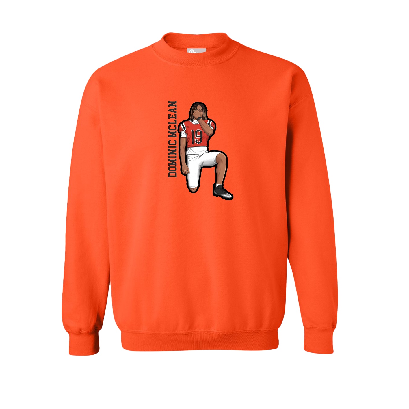 Fleece Crew — Name Vertical in Orange