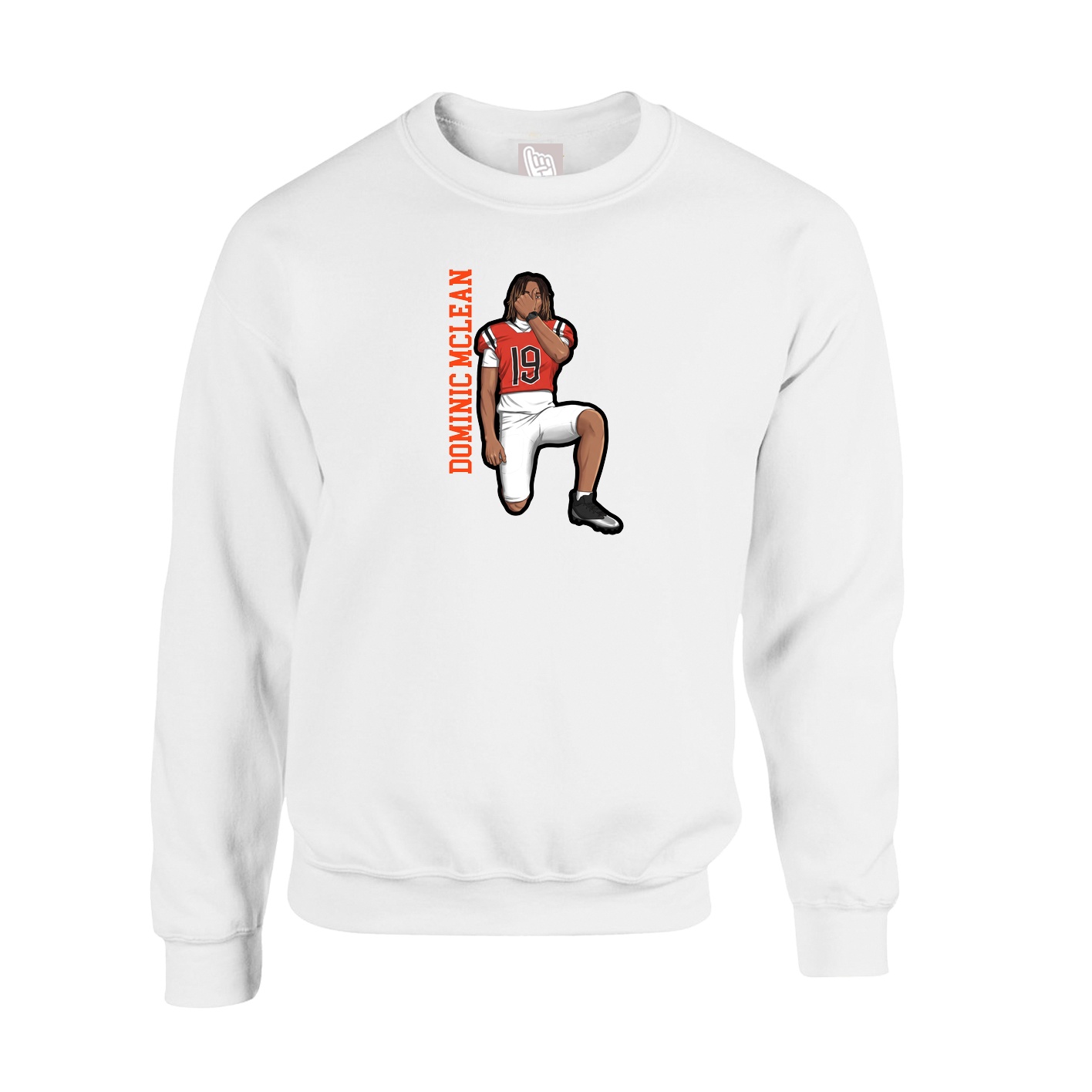 Fleece Crew — Name Vertical in White
