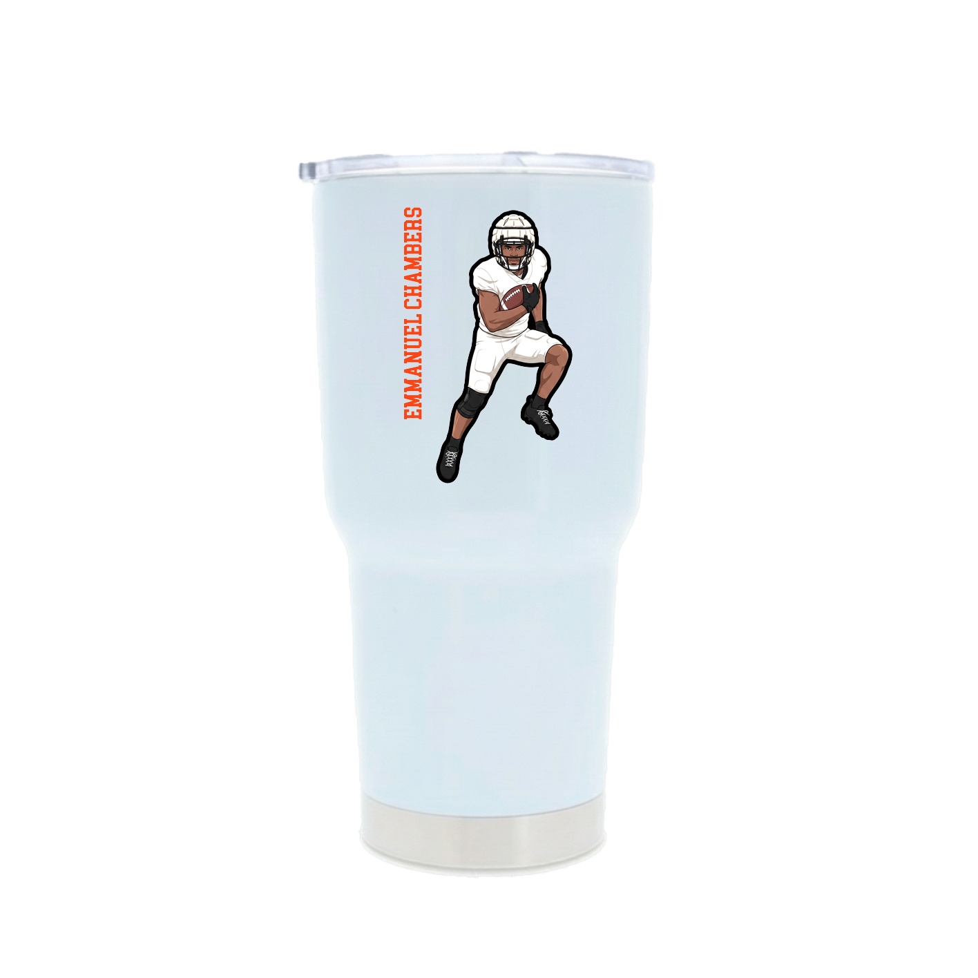 30oz Stainless Steel Tumbler — Name Vertical in White