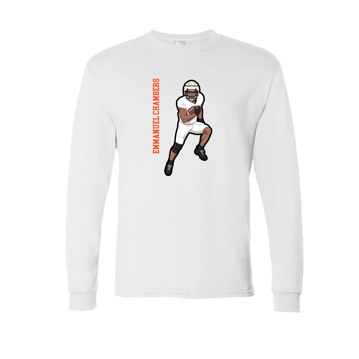 Long Sleeve Tee — Name Vertical in White